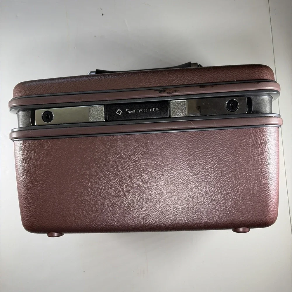 1987 Samsonite Silhouette 4 Train Case Makeup Vanity Luggage Mirror Tray